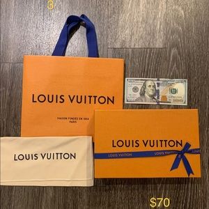 LOUIS VUITTON- box, shopping bag and dust bag